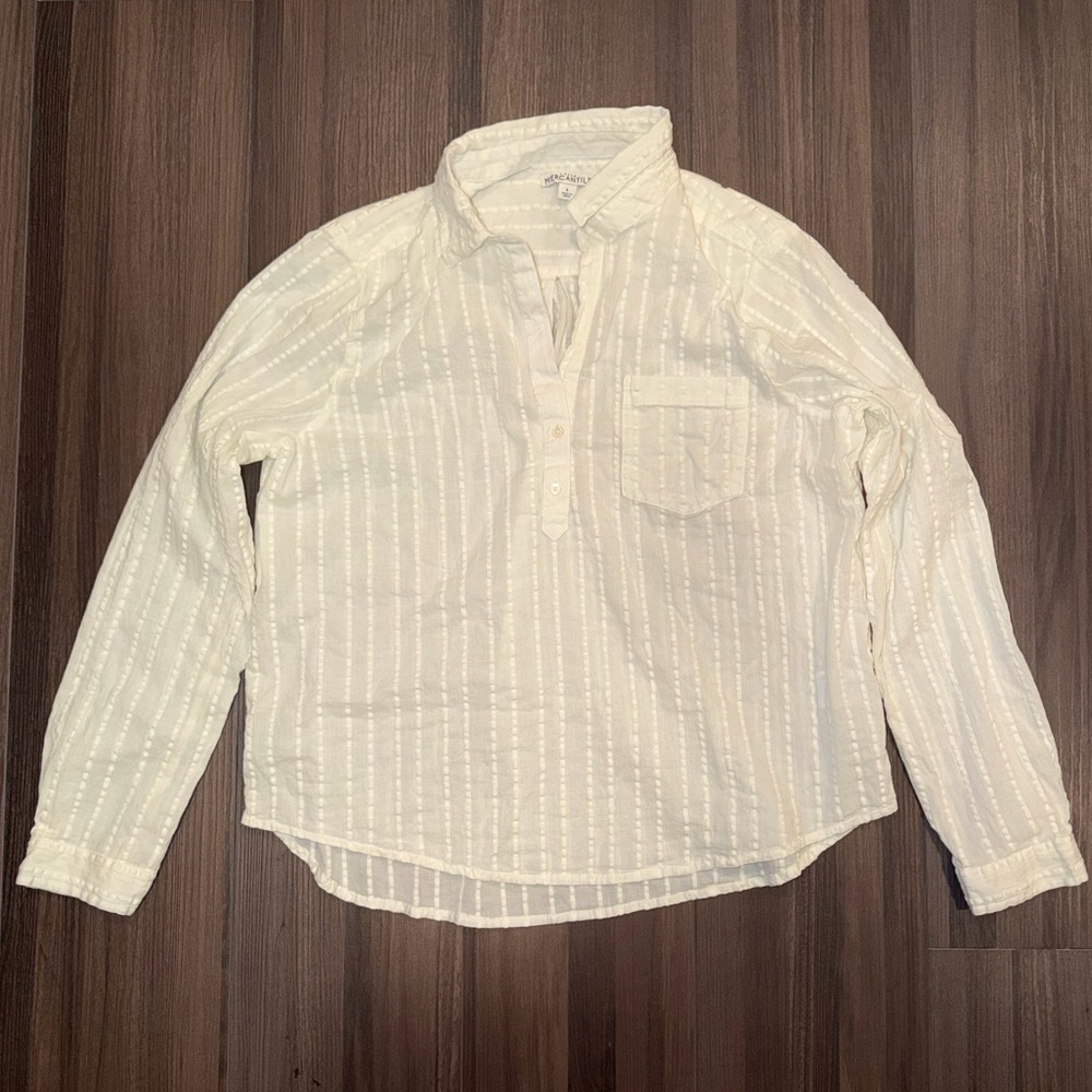 J. Crew Cream Striped Blouse